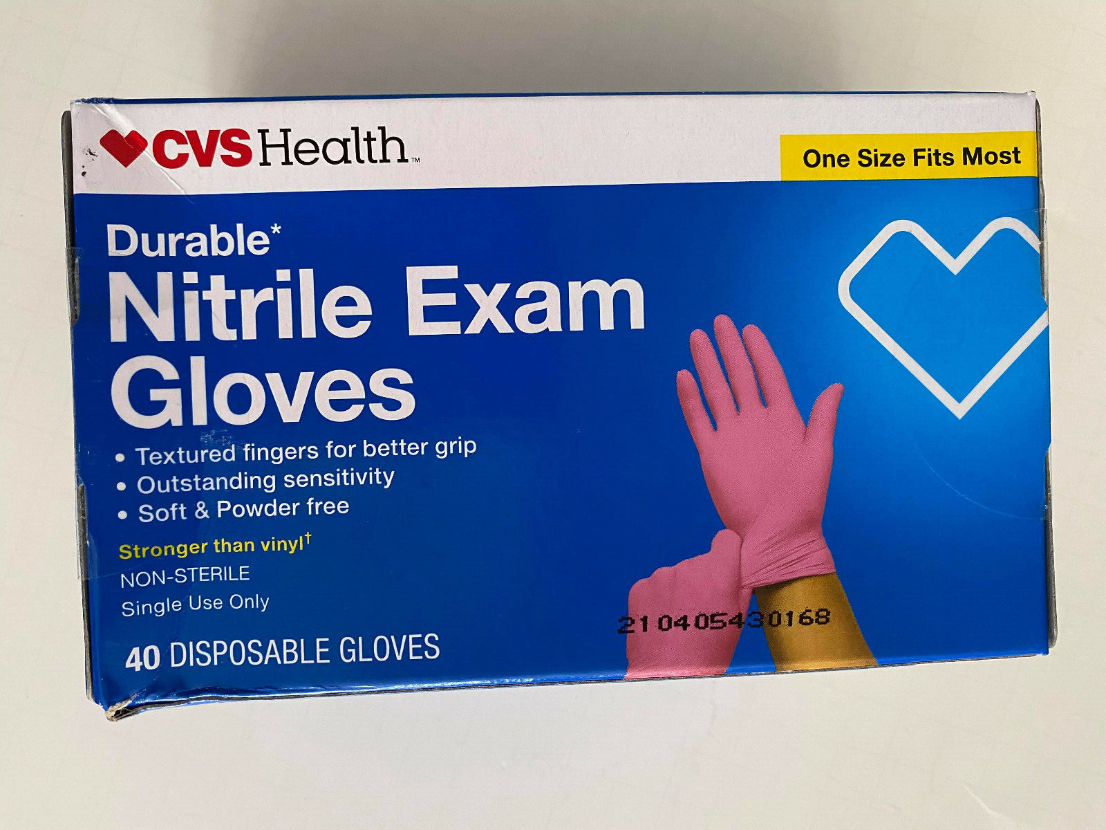 LOT OF 2 : CVS Health Durable Nitrile Exam Gloves ( 40 Gloves) One size PINK NEW