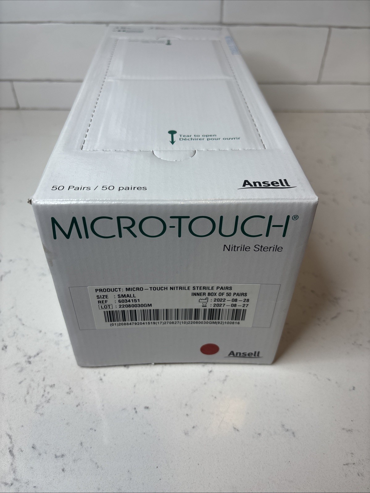Ansell 6034151 Micro-Touch Small Nitrile Sterile Gloves Box of 50 Pair
