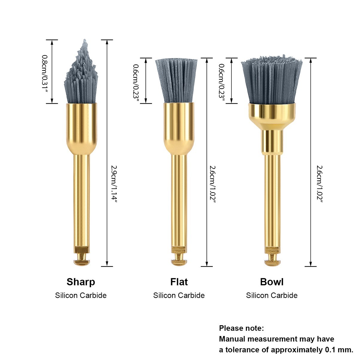 Dental Silicon Carbide Aluminium Oxide Polishing Prophy Brushes Sharp/Flat/Bowl
