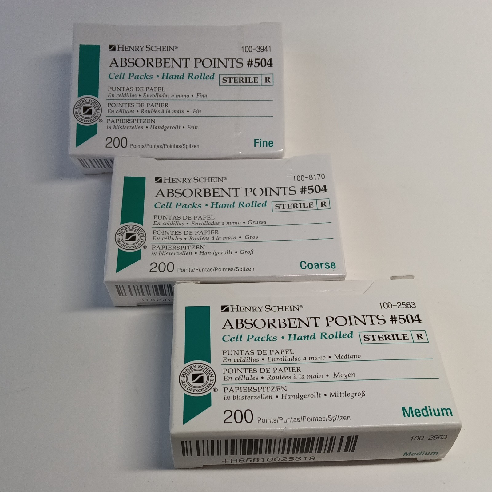 5 boxes Henry Schein and Patterson Absorbent Points 3 sealed boxes, 2 open Box