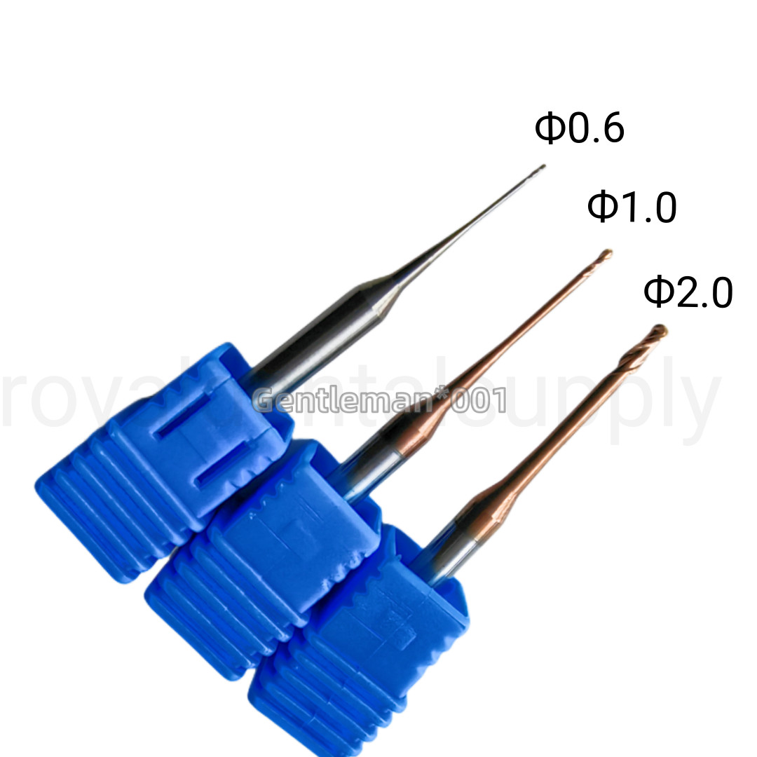 Dental Roland Milling Bur CAD CAM Burs Zirconia Cutting Uncoated φ2.0 φ1.0 φ0.6
