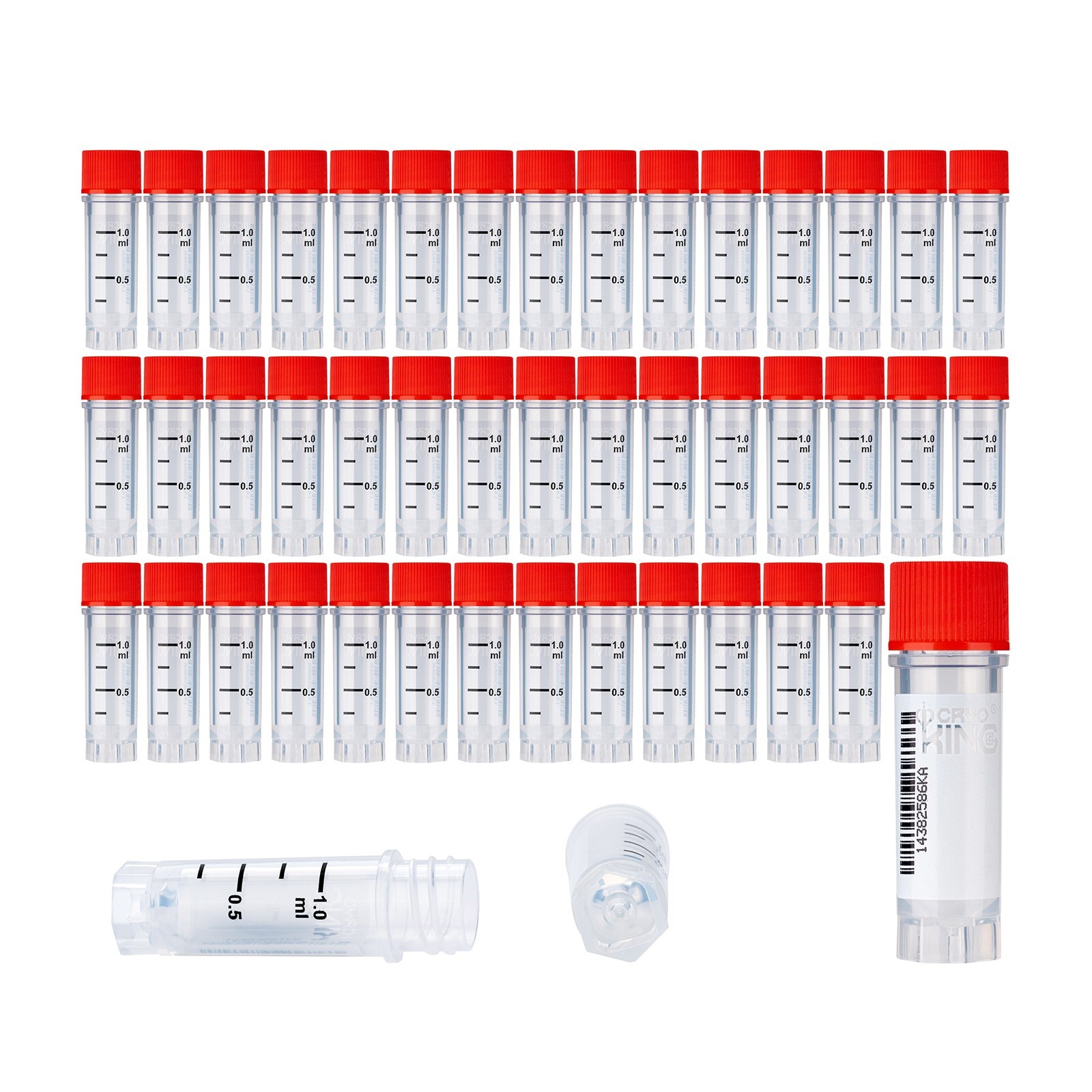 Cryogenic Vials with Side Bardcode-0.5 ml, External, 25/Bag, 500/Pk, 1000/Case