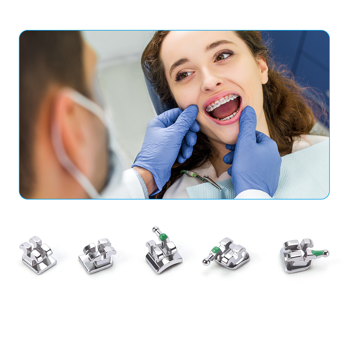 Dental Orthodontic MIM MonoblockBrackets Braces Mini Roth/MBT 022/018 Hooks 345