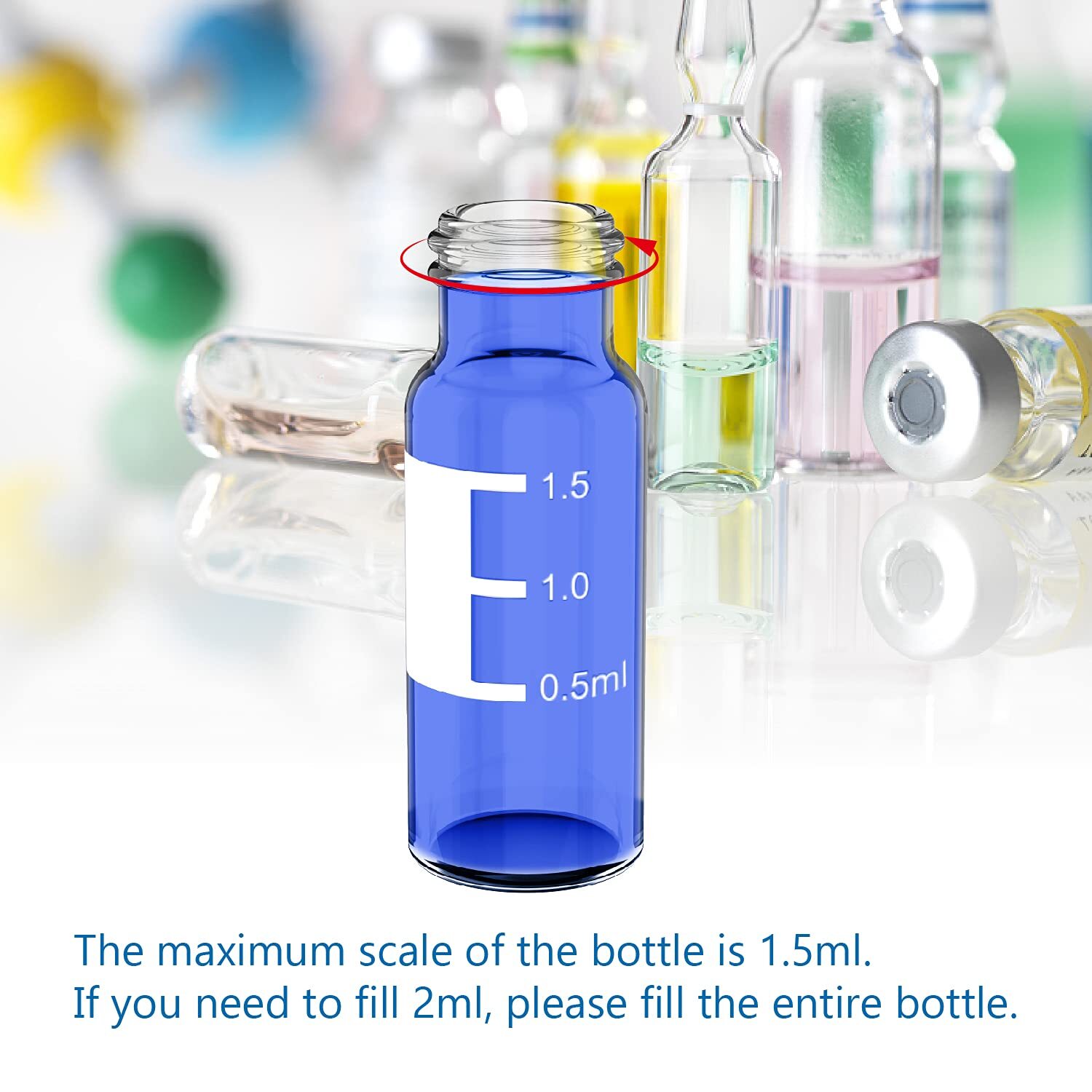 2ml Autosampler Vials 1000PCS+Pre-Slit Caps 9-425 Glass Bottle Screw Top HPLC GC