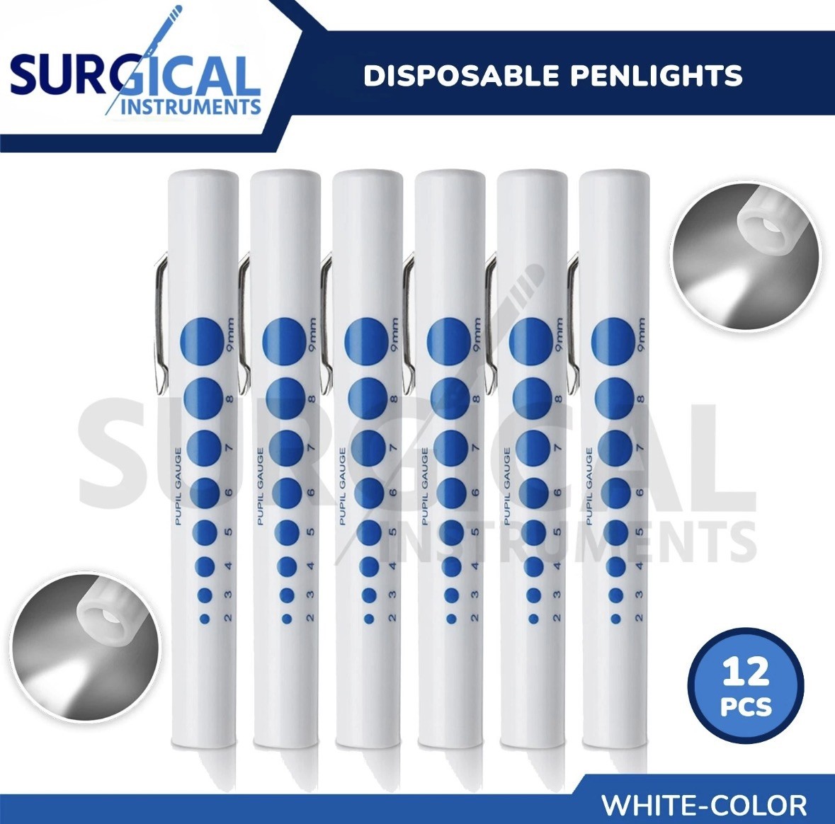 12 Pcs Disposable Penlights Diagnostic ENT, EMT Emergency Medical Instruments