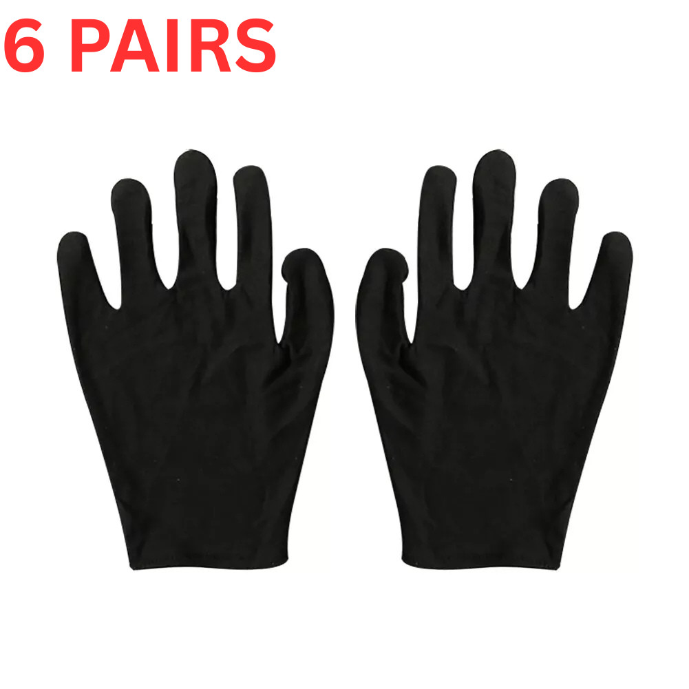 6 Pairs 100% Cotton White Gloves Dermatological Overnight Moisturizing Eczema UK