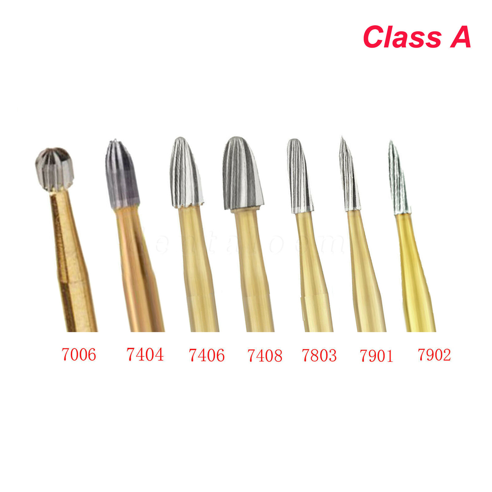 10Pc Dental Carbide Burs Trimming & Finishing Gold 7006/7406/7408/7901/7902/7903