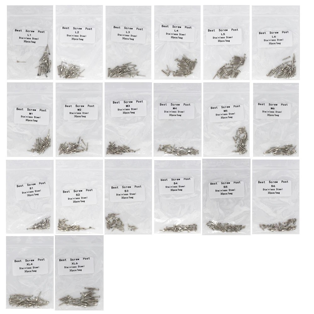 30 Pcs/Pack Endodontic Dental Stainless Steel Assorted Conical Screw Post Pin
