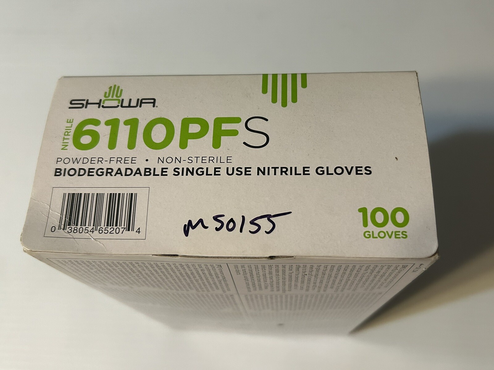 Showa 6110Pf S Disposable Gloves, Nitrile, Powder Free Green, 100 Pk