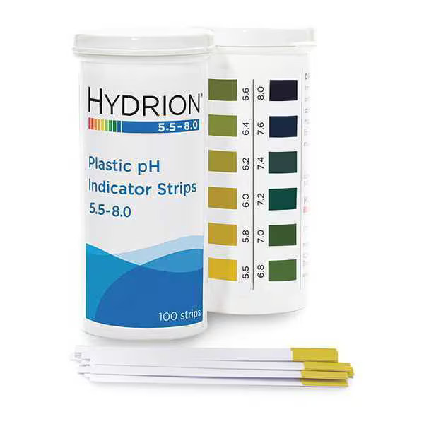 Hydrion pH Test Strips,2 3/4 in L,1/4 in W,PK100 9700 Hydrion 9700