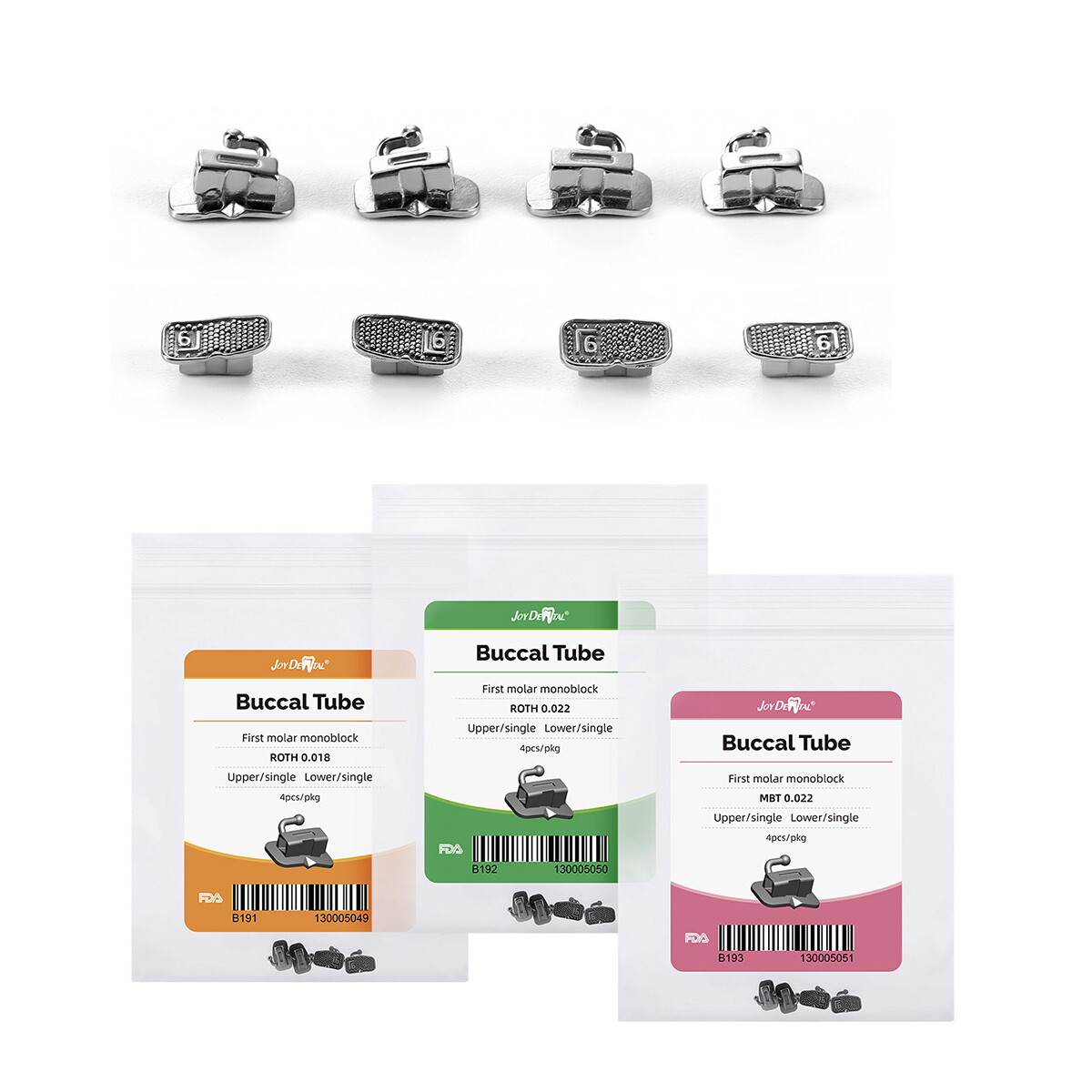 dental Ortodoncia Tubo Bucal de 1er Molar Bondable Mono No-Conv Roth MBT 022 018