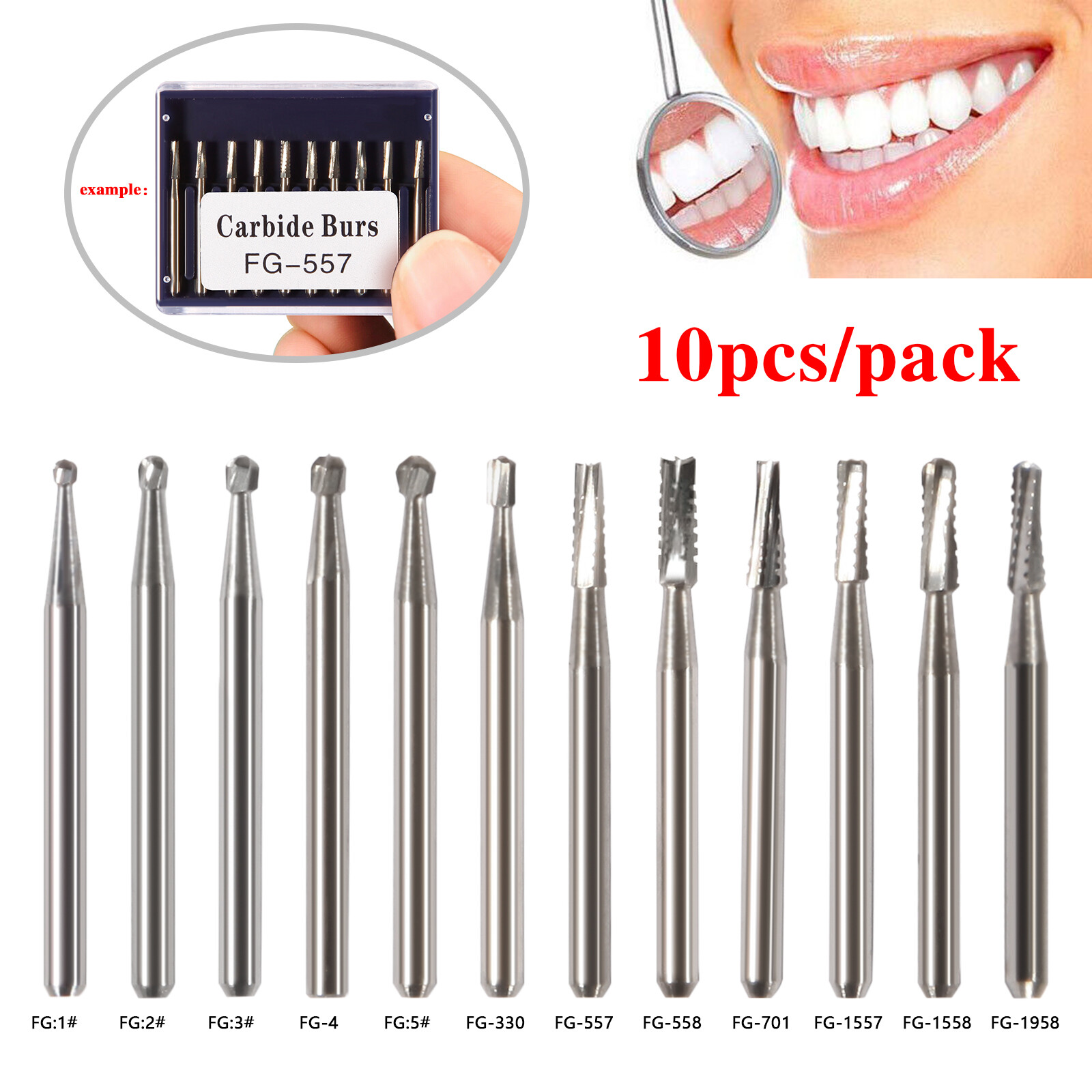 10pcs/1Kit Dental FG Fresas de carburo de tungsteno Alta Velocidad pieza de mano