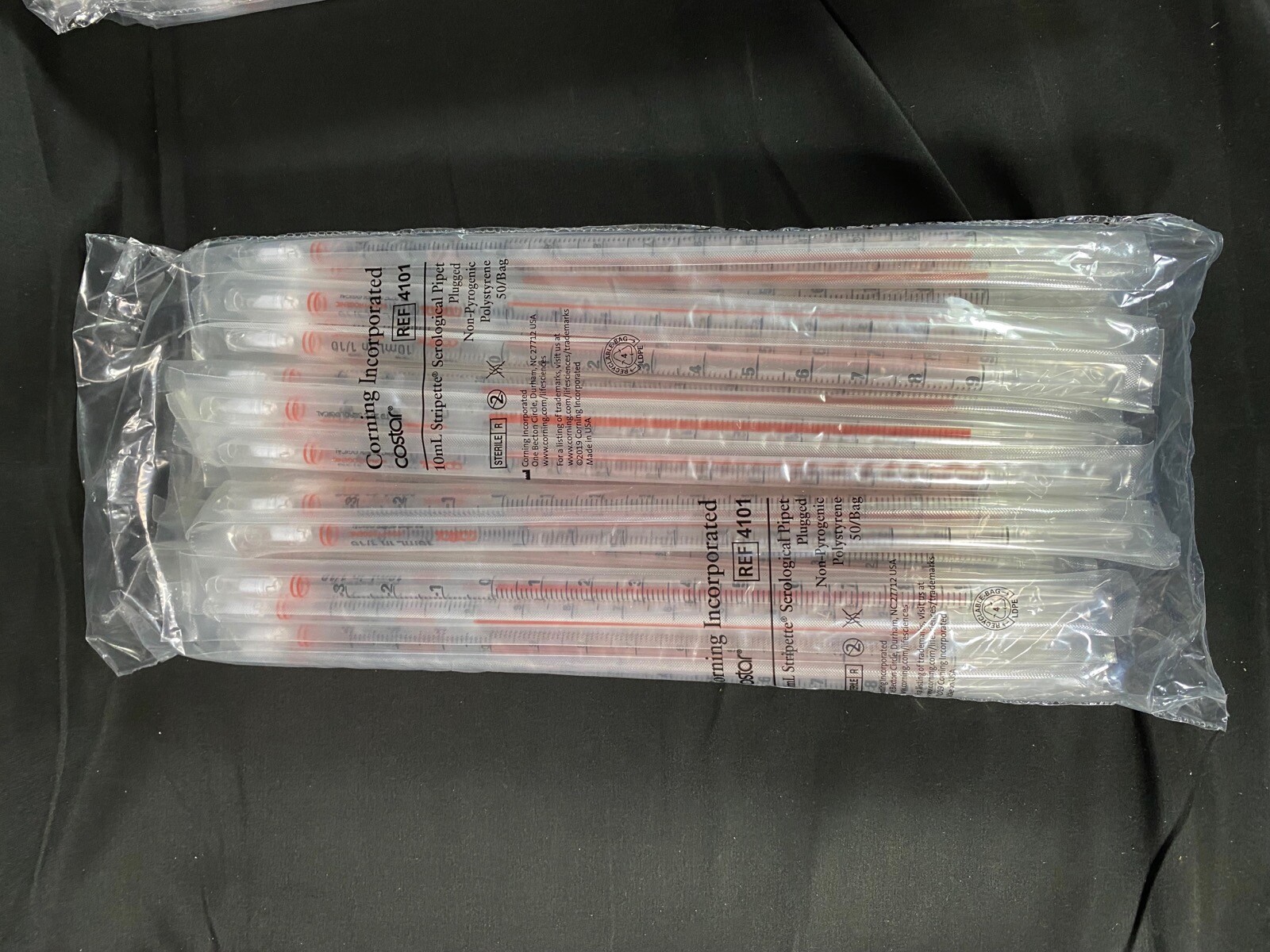 CORNING 10mL Disposable Polystyrene Sterile Serological Pipets #4101 (200/Case)