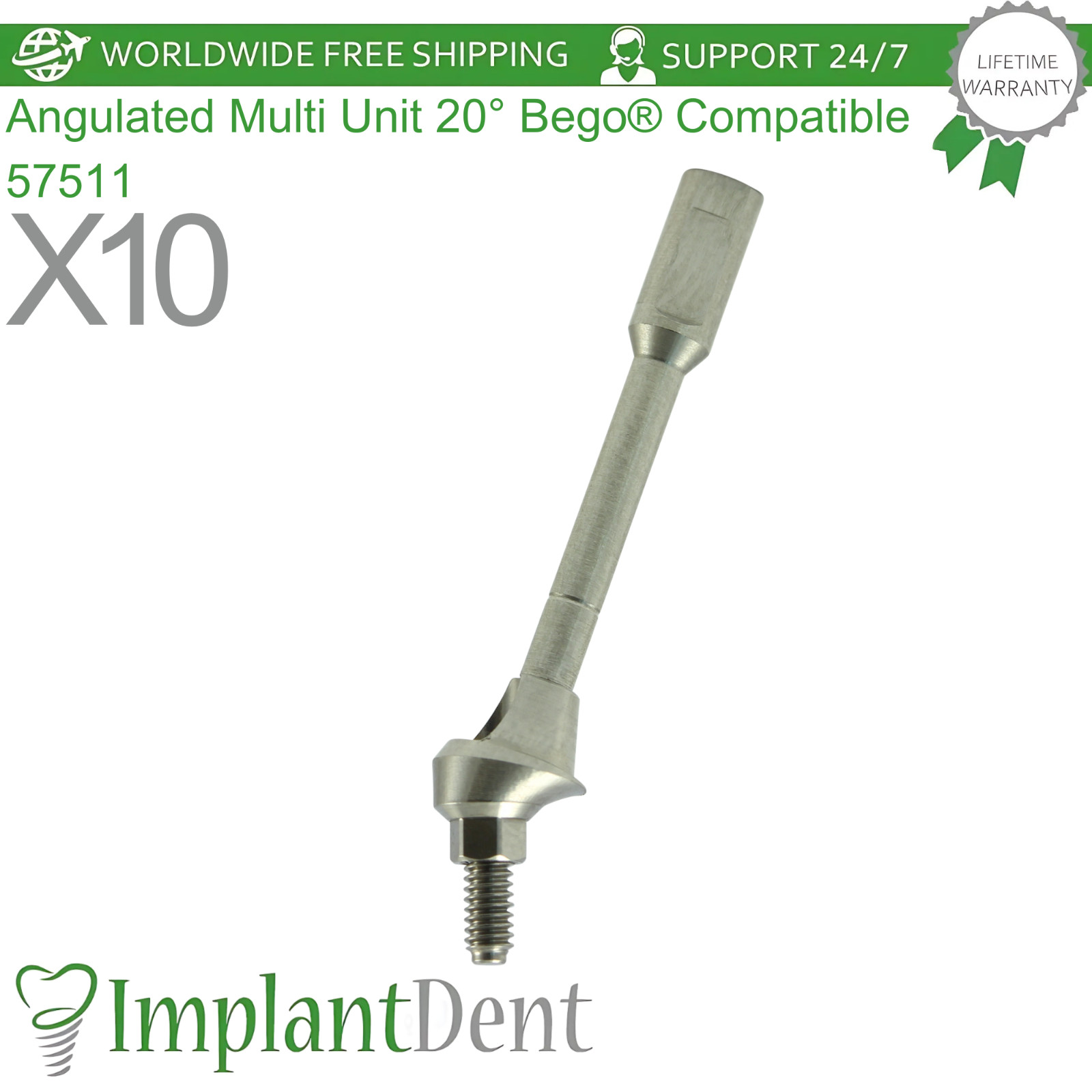 X10 Angulated Multi Unit 20° Bego® Compatible 57511 Prosthetic Ø3.25mm & Ø3.75mm
