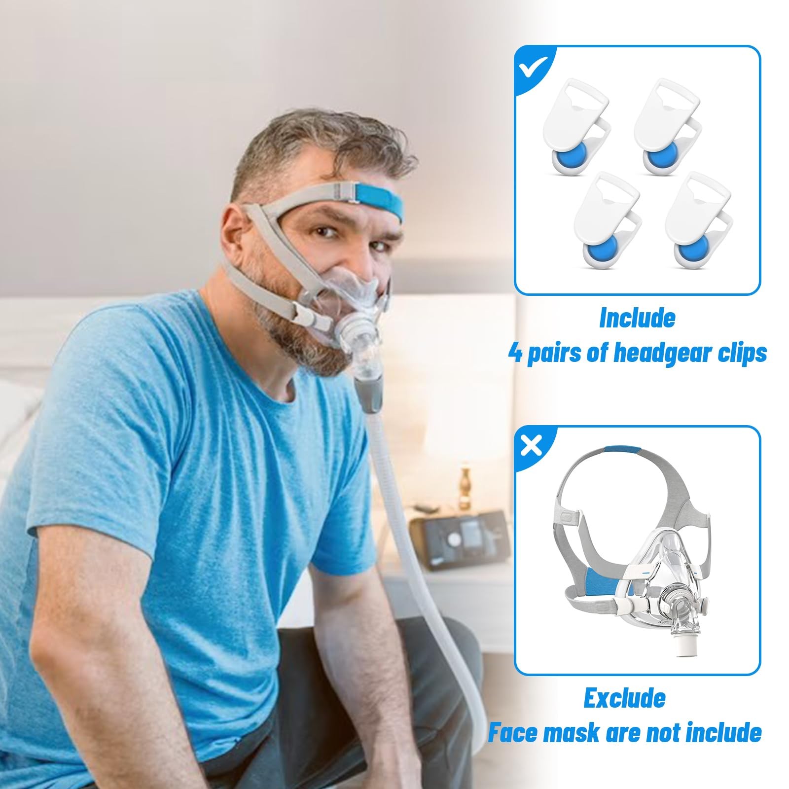 Magnetic Headgear Clips Compatible with Res med AirFit AirTouch N20 F20 F30 KZ