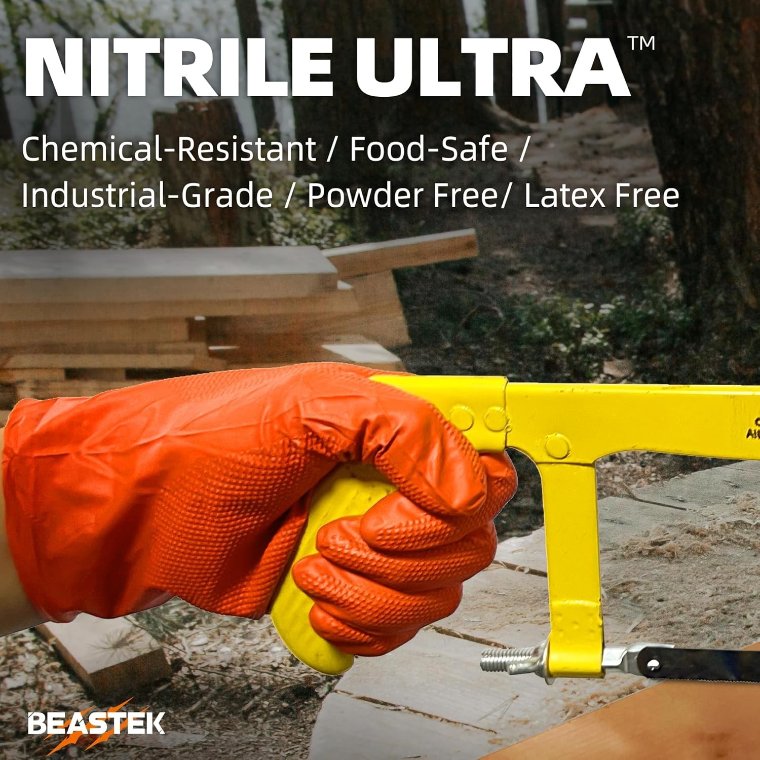 Beastek Nitrile Disposable Gloves, 8Mil Latex & Powder Free Chemical Resistant H