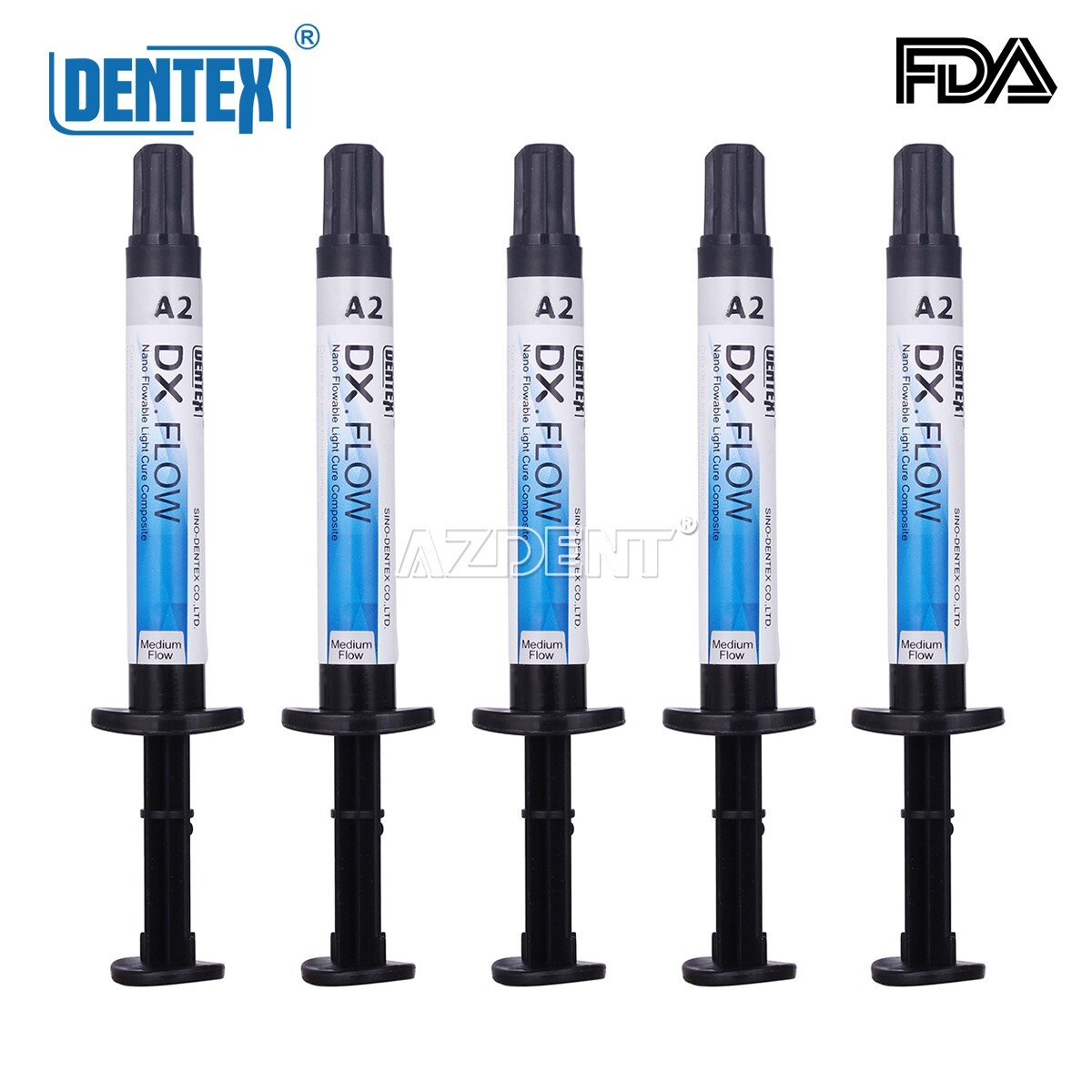 DENTEX Dental Flowable Light Cure Composite Resin Medium Flow A2 3g/ Syringe