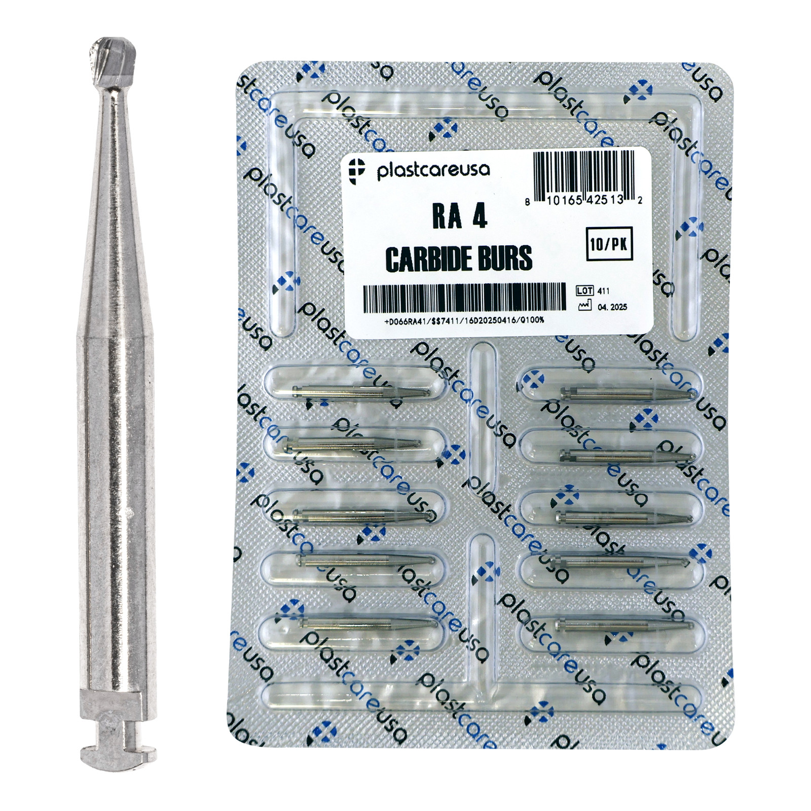 10 RA4 Round Carbide Dental Burs Slow Speed Handpiece Friction Grip Drill Bits