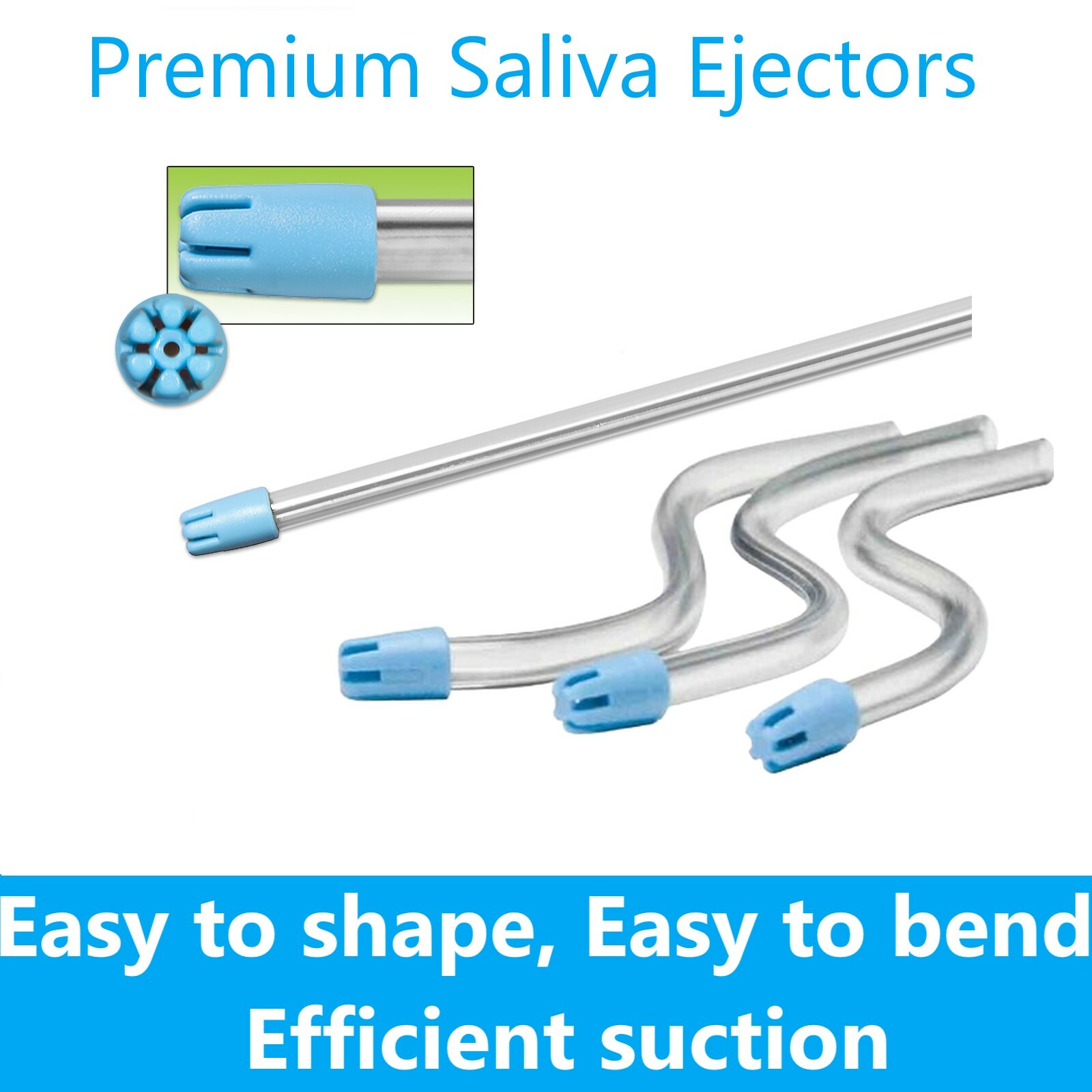 1000/Case Saliva Ejectors Ejector WHITE/BLUE Dental Suction Tips Disposable