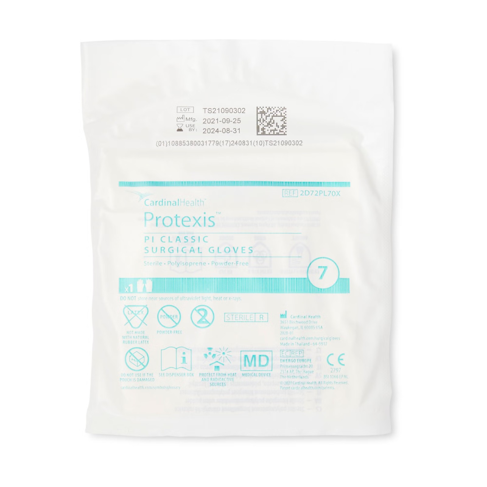 PROTEXIS PI CLASSIC SURGICAL GLOVES, STERILE POWDER FREE SIZE 7 – 1 BOX OF 50