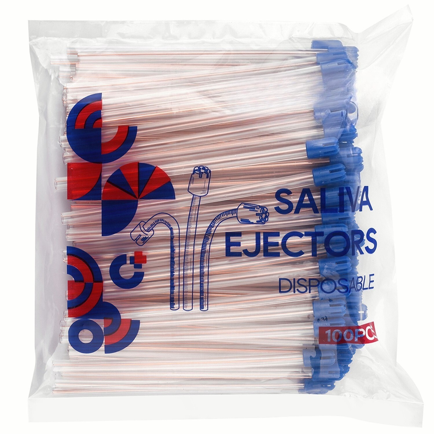 100pcs/bag Clear/Blue Disposable Dental Saliva Ejector Evacuation Suction Head