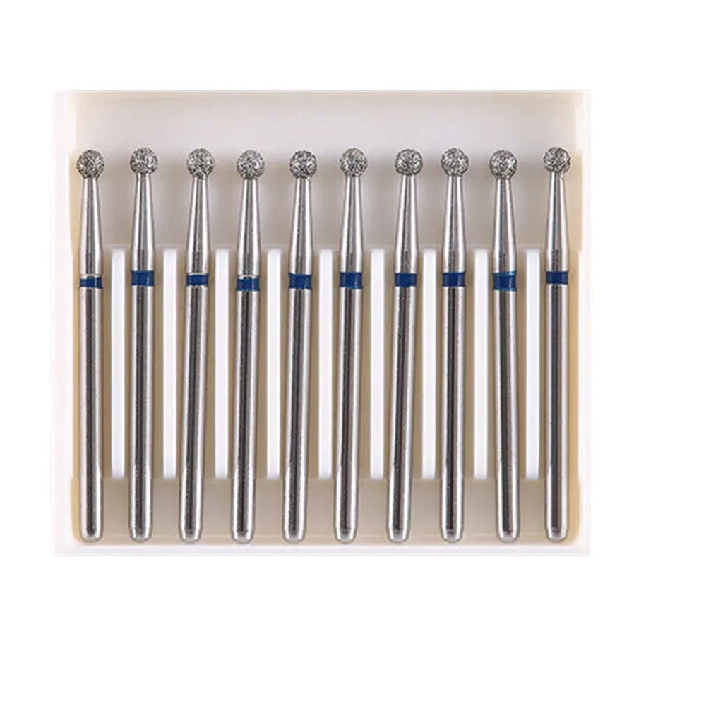 10 Pcs/Box Dental Stainless Ball Round Super Coarse Diamond Bur for High Speed