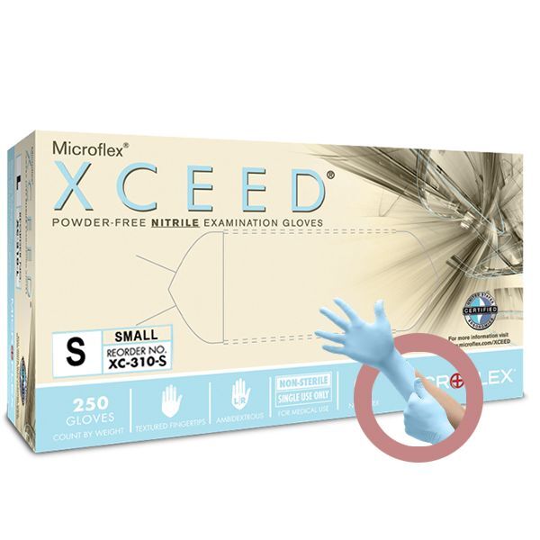 Microflex XCEED Nitrile Exam Gloves: SMALL 250/bx