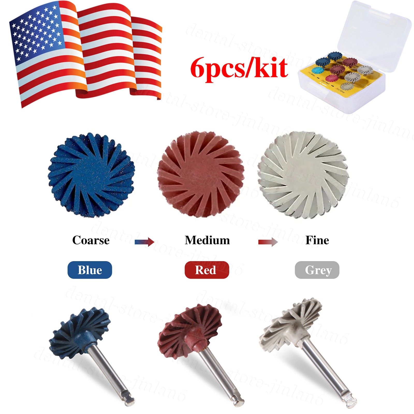 Dental Composite Polishing Kit Diamond RA Polisher Burs For Contra Angle 2.35mm