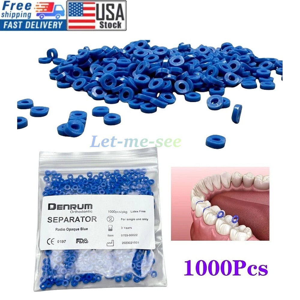 Dental Orthodontic Separators Spacers Elastic Teeth Gap Bands Non-latex Blue USA