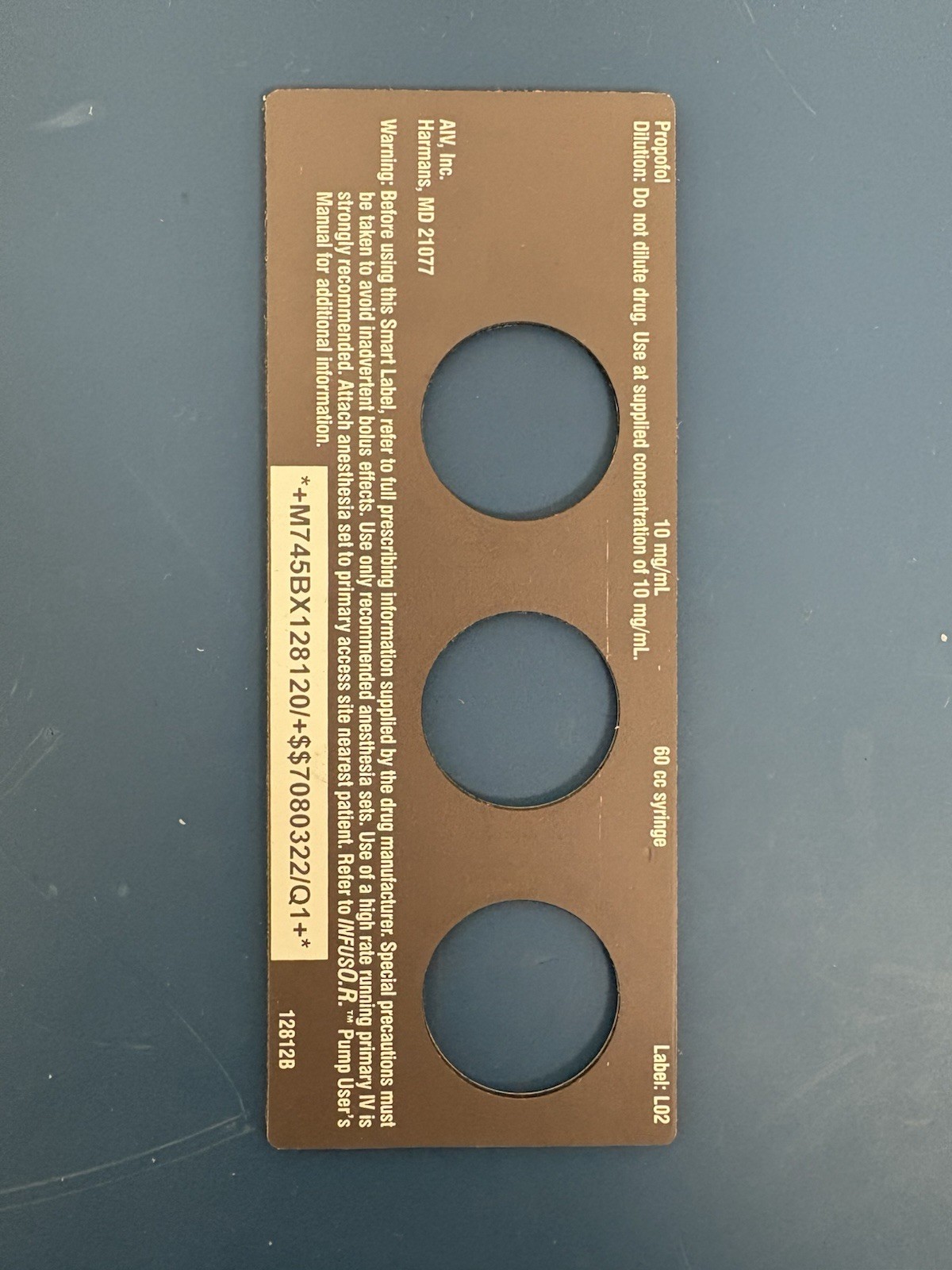 Baxter Infus OR Propofol Smart Label