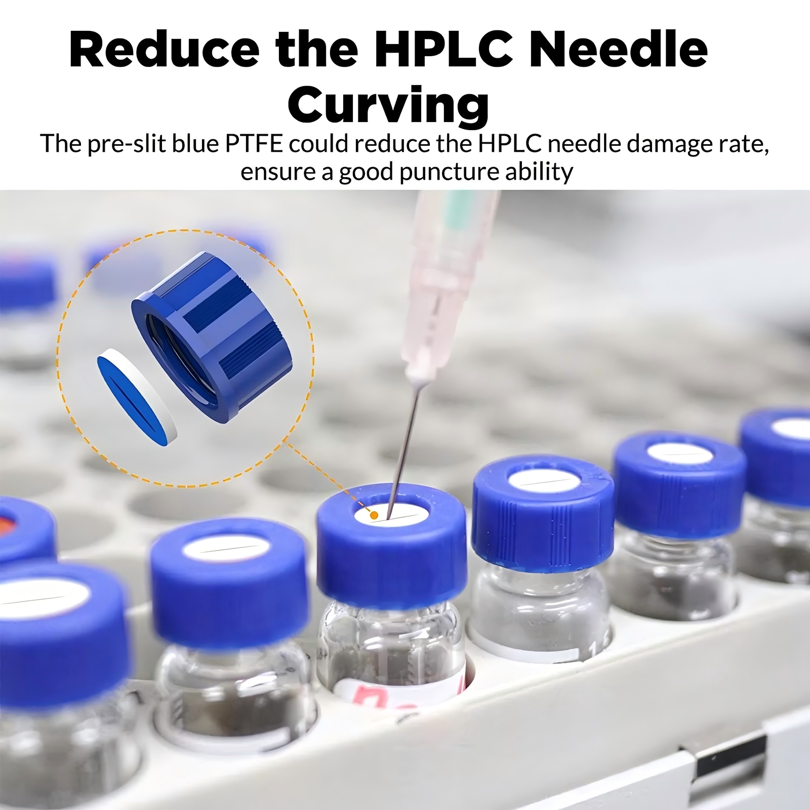 2ml Autosampler Vials 1000Pcs+Pre-Slit Caps 9-425 Glass Bottle Screw Top HPLC GC