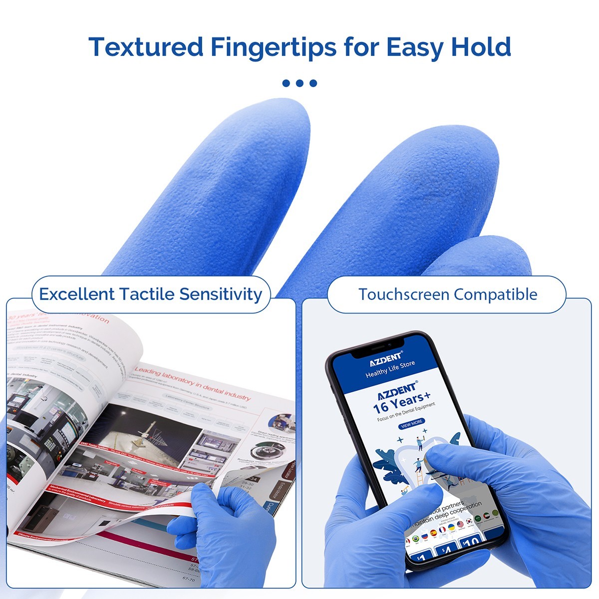 4 Mil Medical Grade Blue Nitrile Exam Latex Free Gloves S/M/L/XL Blue Gloves