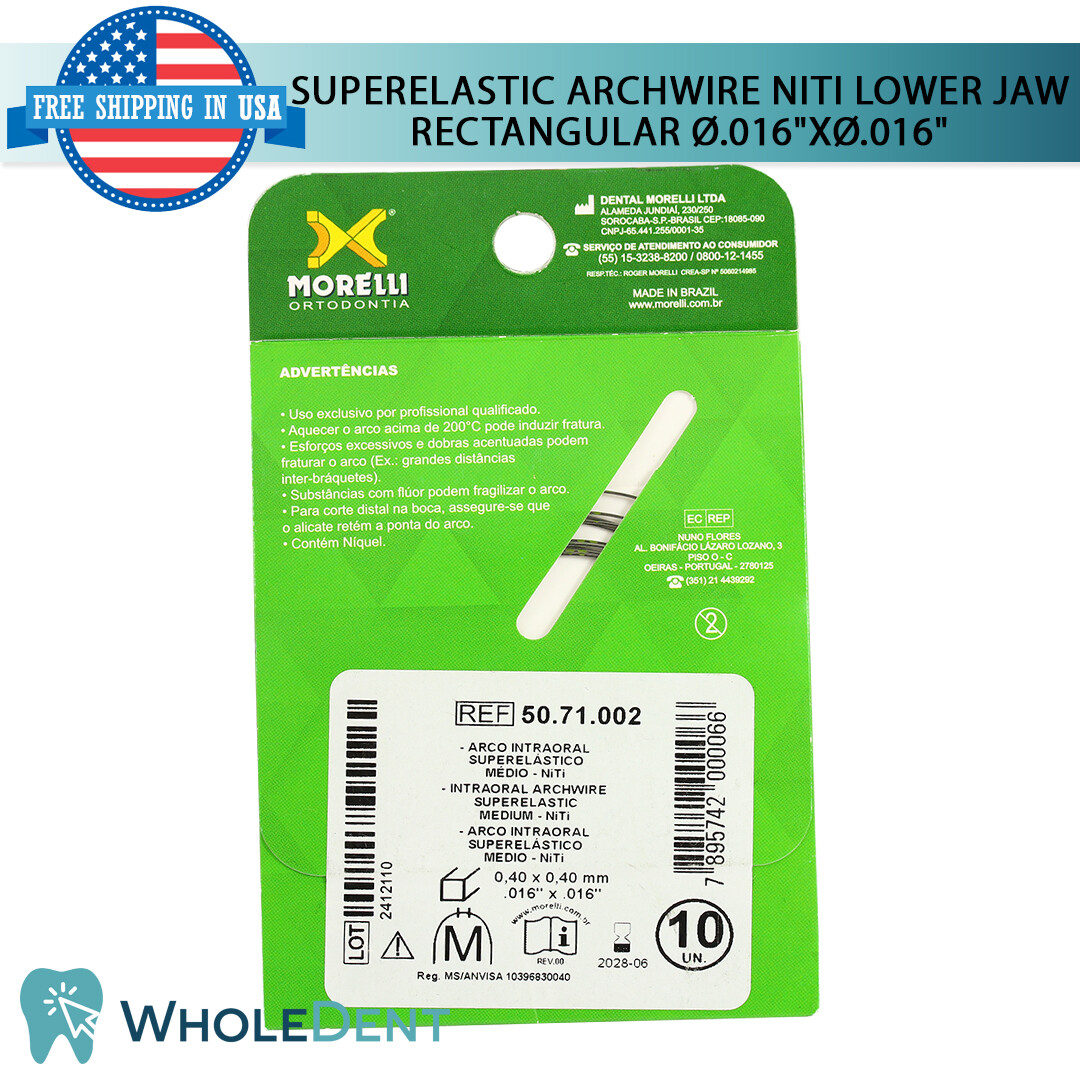Orthodontic Dental NiTi Superelastic Intraoral Archwire Rectangular Wire Morelli