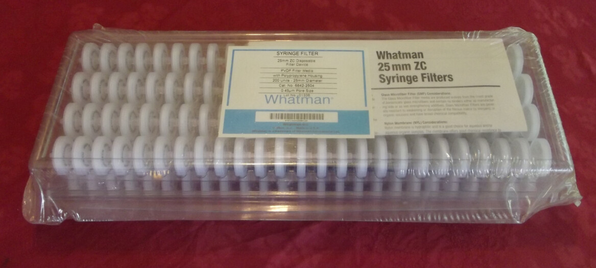 whatman syringe filters 25 mm ZC PVDF 0.45 micron 200 pack 6842-2504
