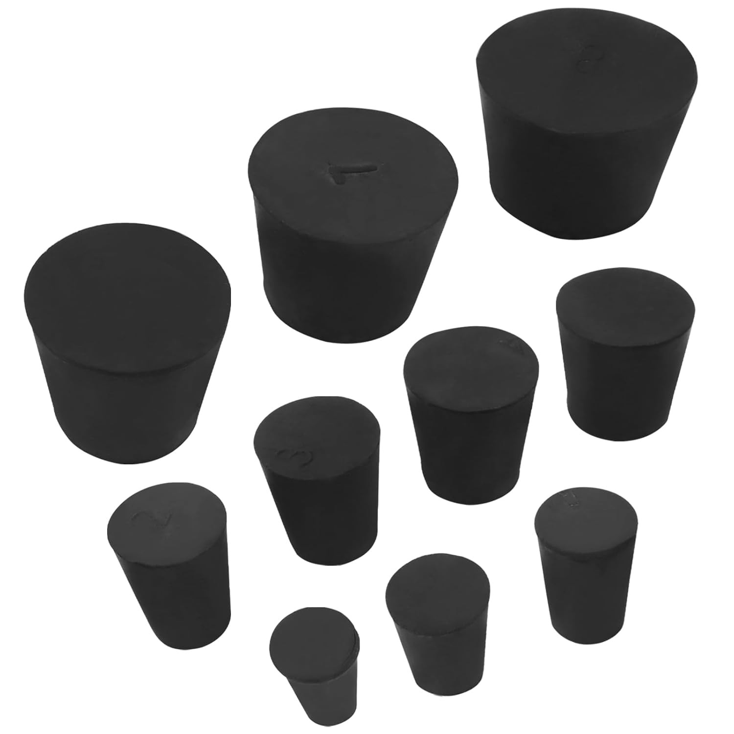 29 PCS Solid Rubber Stoppers, 10 Assorted Sizes(000# – 6#) Tapered Lab Bungs Bla