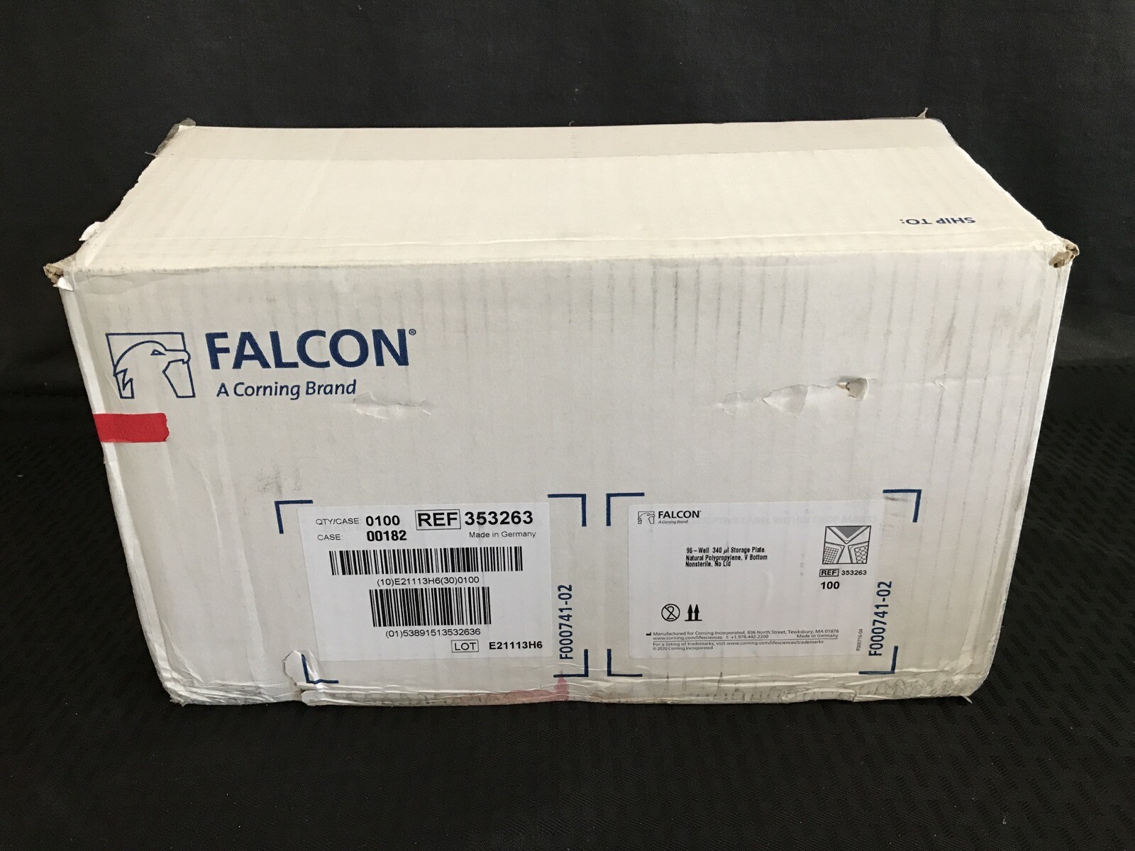 (100/Cs) FALCON 96-Well 340uL PP Storage Microplates V-Bottom NS No Lid 353263