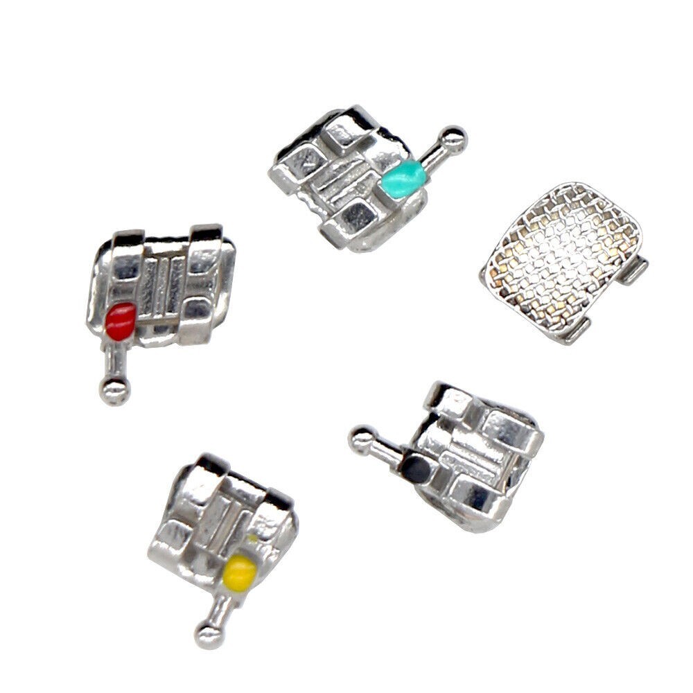 100sets Dental Orthodontic Mental Bracket Brace Mini Roth 018 345hooks 20pcs/set