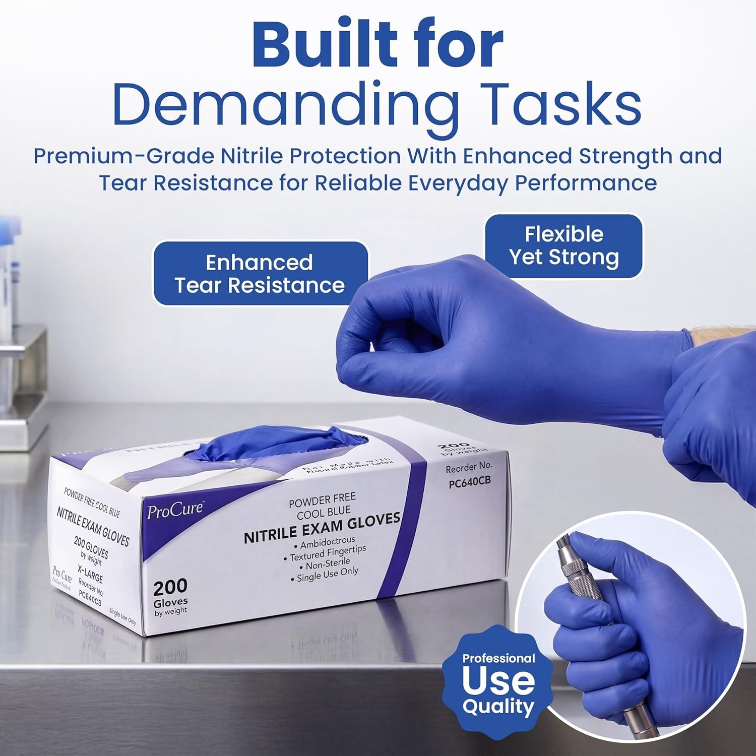 200 Count] Disposable Nitrile Gloves – Latex Free, Powder Free Medical Exam G…