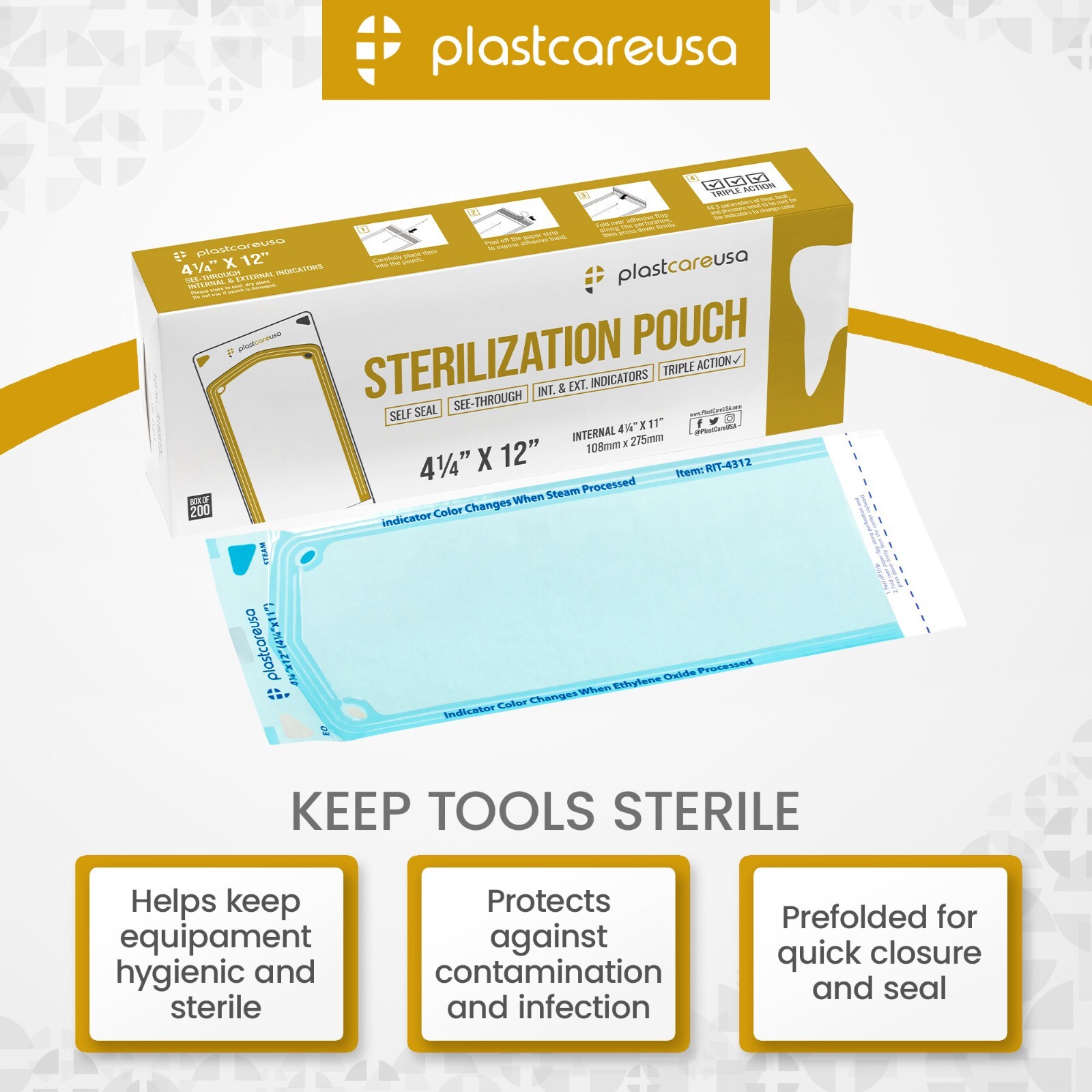 4.25″ x 11″ Self-Sealing Sterilization Pouches for Autoclave (Choose Quantity)