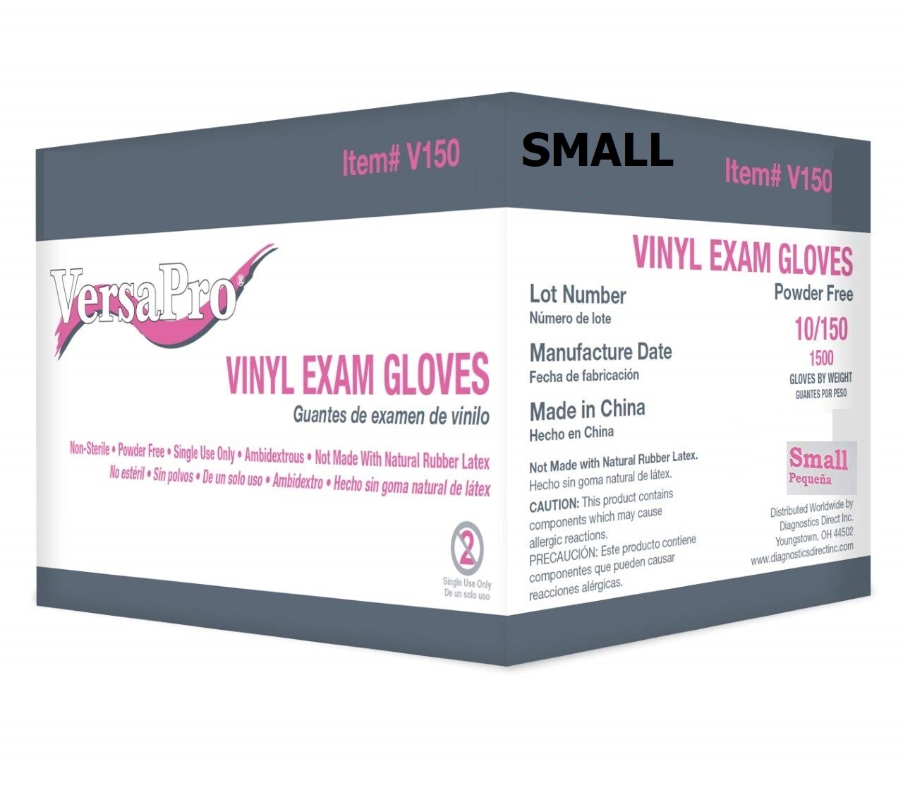 VersaPro Vinyl Exam Gloves Powder-Free Clear [Small] (CASE of 1500)
