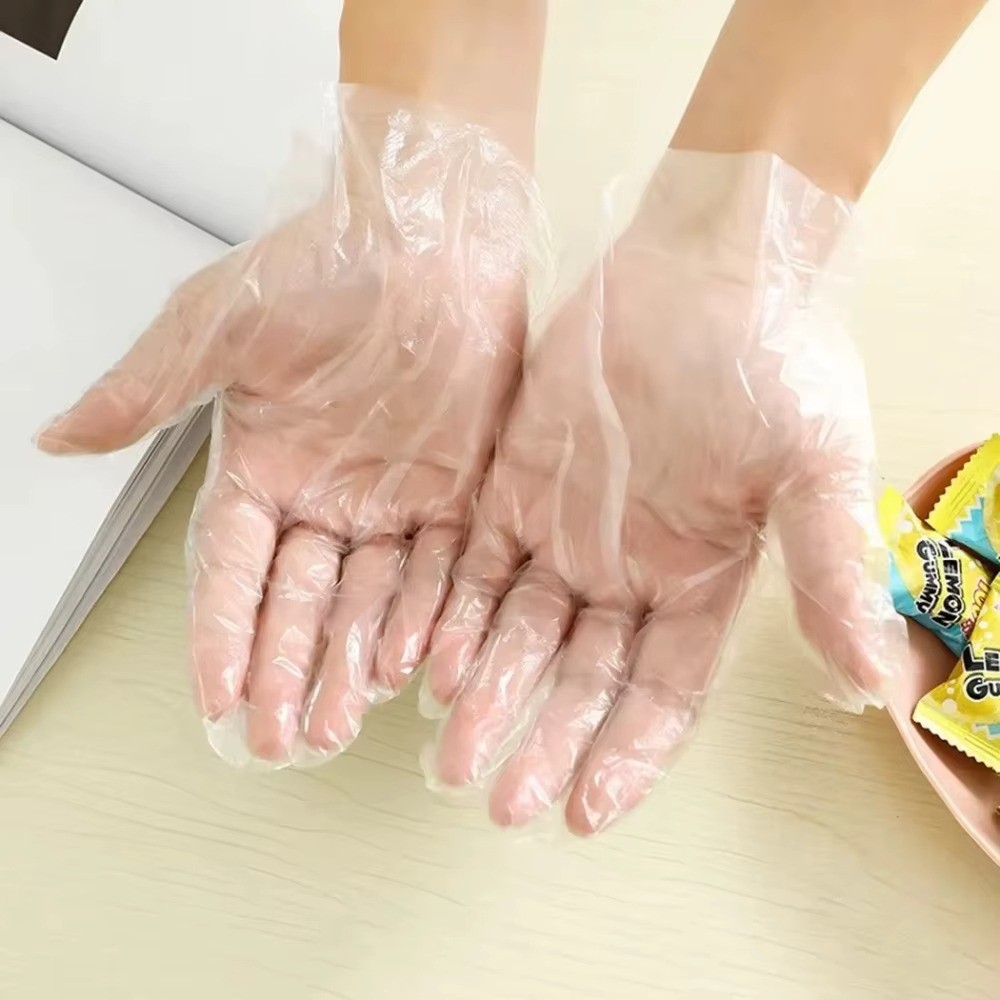 100pcs Disposable Plastic PE Gloves for Kitchen Cooking Cleaning Food Prep New