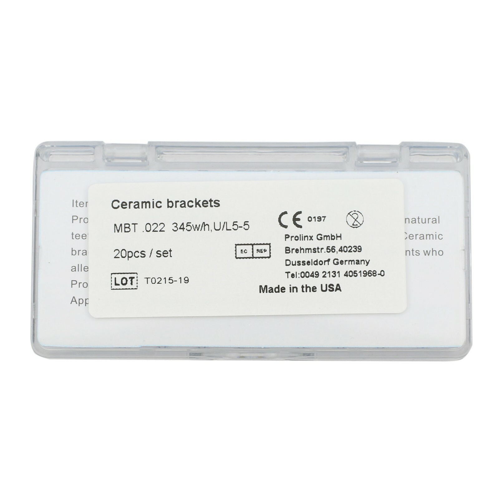 10 sets Orthodontic Ceramic Bracket Sapphire Clear Braces Aesthetic MBT 022 345