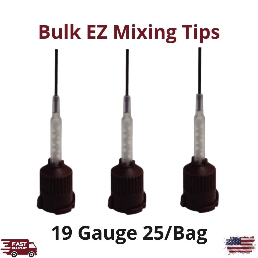 25/Bag Brown 19ga Mixing Tips Applicator Dispensing Refill Cartridge Material