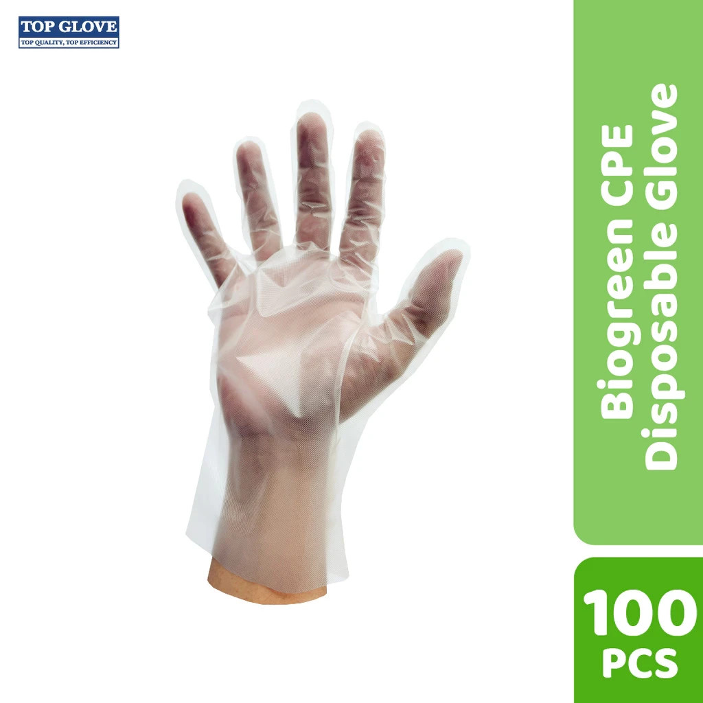 Top Glove BioGreen® Biodegradable Food Handling CPE Disposable Glove, Clear 100s