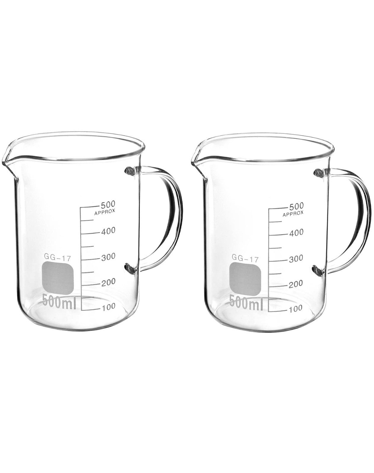 500ml Borosilicate Glass Beaker Set with Handle & Pouring Spout – 2 Pack
