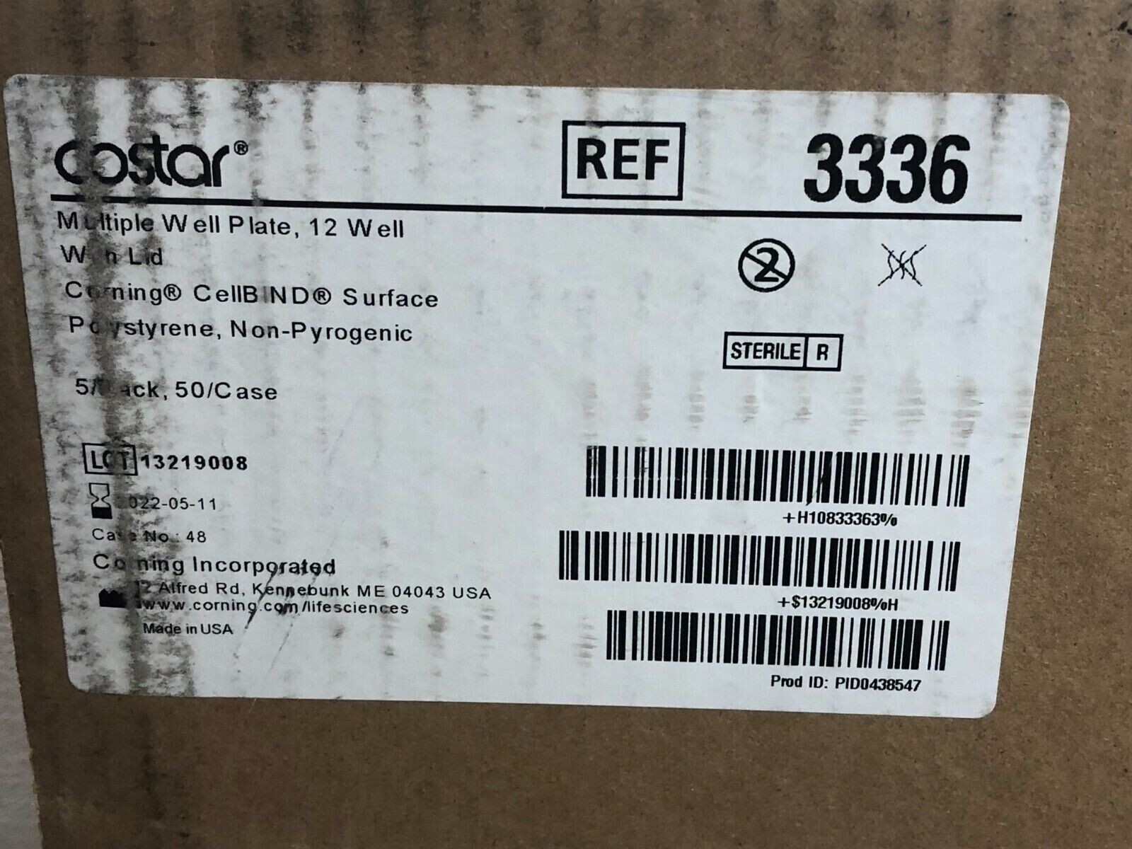 Corning Costar REF 3336 Multiple Well Plate 12 Well With Lid 5/Pk 50/Cs