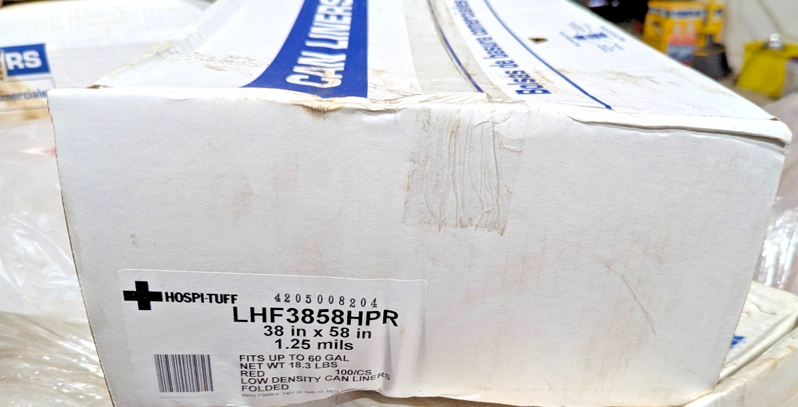 100 60 Gallon «Biohazard» Red Liner Folded Low Density Can Liner 38″ x 58″ 1.25
