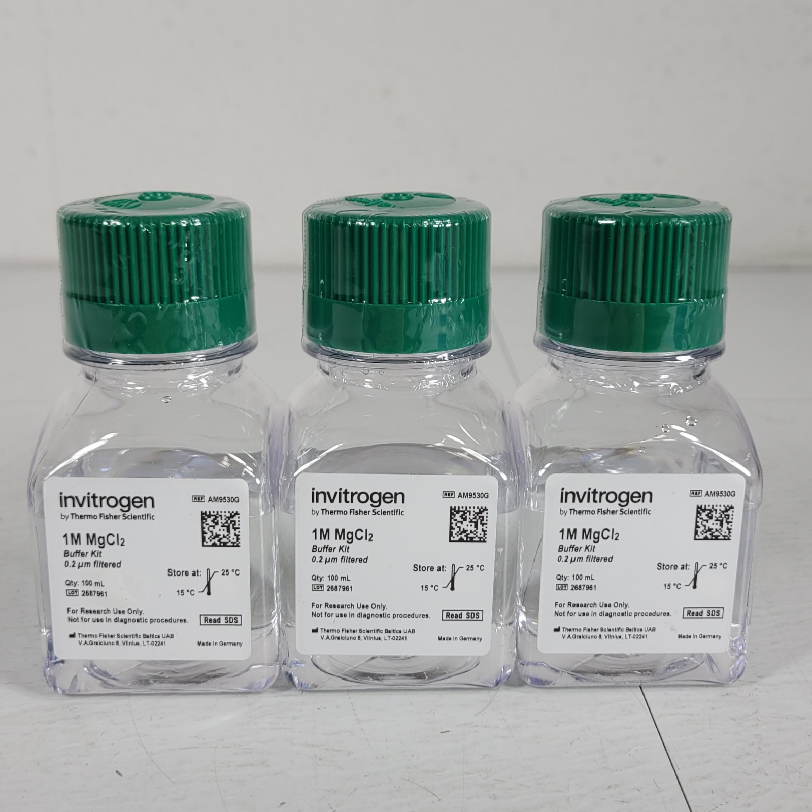 Lot of 3 Thermo Invitrogen AM9530G 1M MgCl2 Buffer Kit 0.2µm Filtered 100mL Each