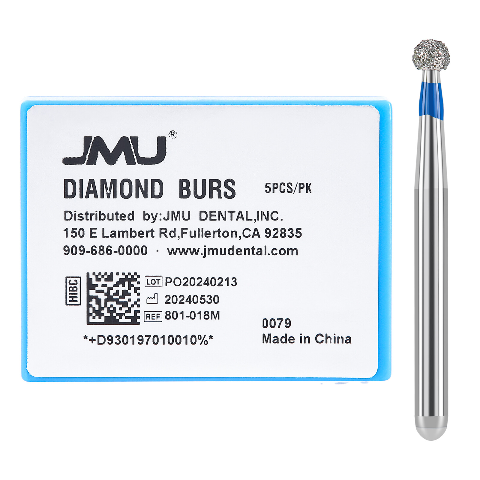 5Pcs/Pk JMU Dental FG Diamond Burs For High Speed Handpiece Medium Grit Round