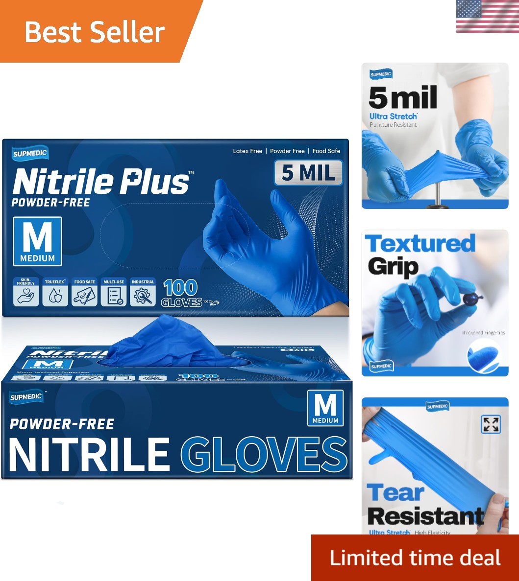 Versatile 5Mil Disposable Nitrile Gloves – Latex-Free, Perfect for Kitchen & Lab